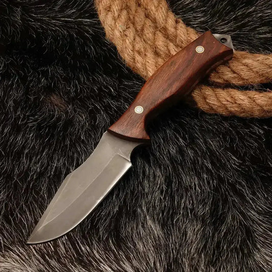 9" Hand Made Stainless Steel Knife-Full Tang Fixed Blade Knive With Rose Wood Handle - Hunt Craft Knives