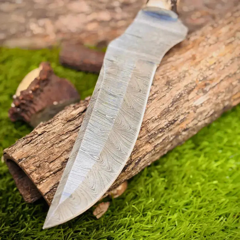 15" Handmade Forged Damascus Steel Hunting bowie knife survival knife - Rambo bowie knife w/ stag horn