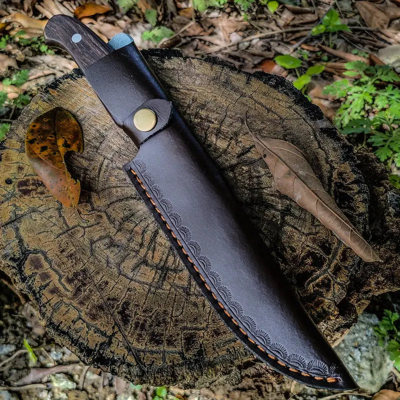 10” EDC HANDMADE FORGED DAMASCUS Steel Hunting Knife W/ Wood & Guard Handle