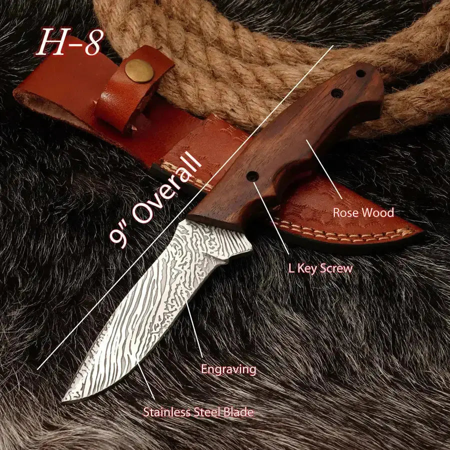 EDC Handmade forged Stainless Steel hunting Knife-Fixed Blade survival Knife-Engrave Blade With Wood Handle
