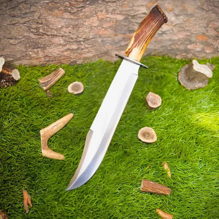Bowie Knife-Handmade D2 Stell Hunting Bowie Knife With Stag Antler Handle Hunt Craft Knives