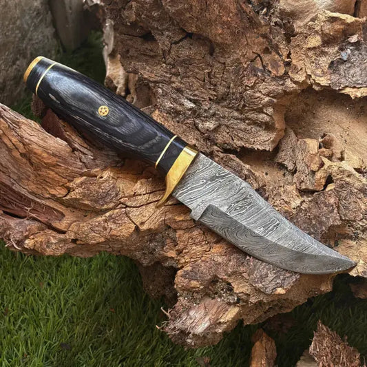 CUSTOM HANDMADE FORGED DAMASCUS STEEL HUNTING Knife Brass Guard & Wood Handle Hunt Craft Knives