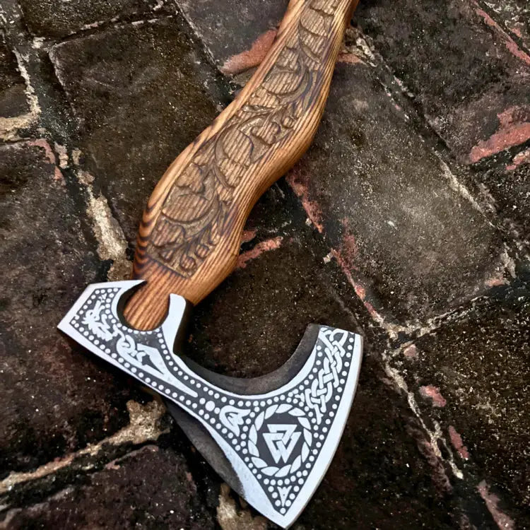 Viking Axe-Custom Handmade Forged High Carbon Steel Axe-Viking Bearded Axe With Ash Wood Handle Hunt Craft Knives