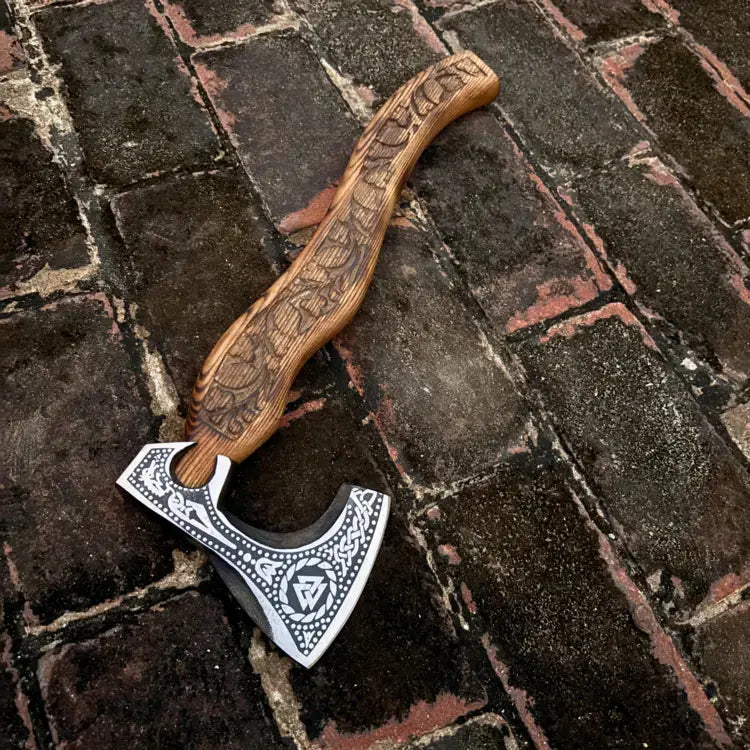 Viking Axe-Custom Handmade Forged High Carbon Steel Axe-Viking Bearded Axe With Ash Wood Handle Hunt Craft Knives