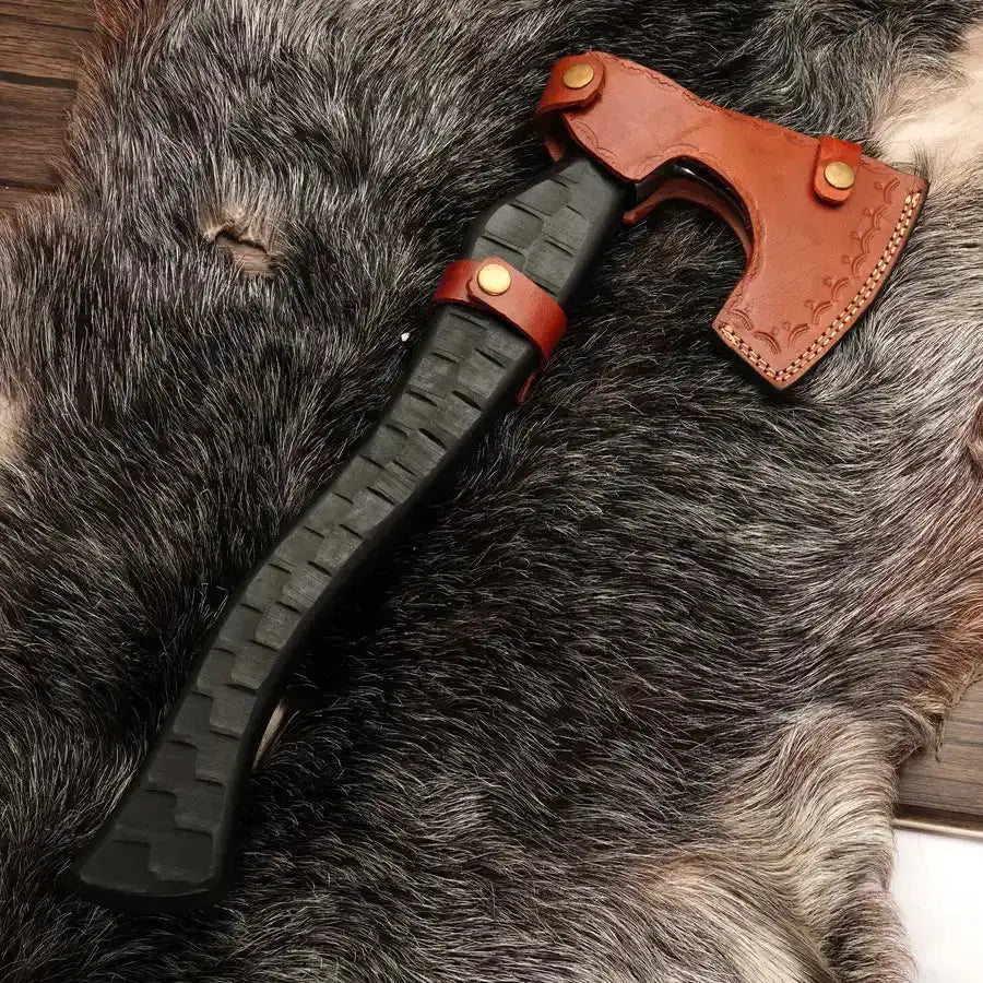 Custom Hand Made Forged Tomahawk Axe 20" Multi Purpose Axe With Coated Rose Wood Handle - Hunt Craft Knives
