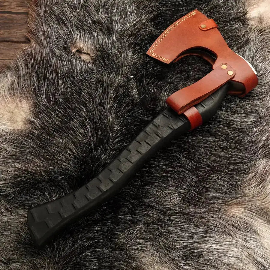 Custom Hand Made Forged Tomahawk Axe 20" Multi Purpose Axe With Coated Rose Wood Handle - Hunt Craft Knives