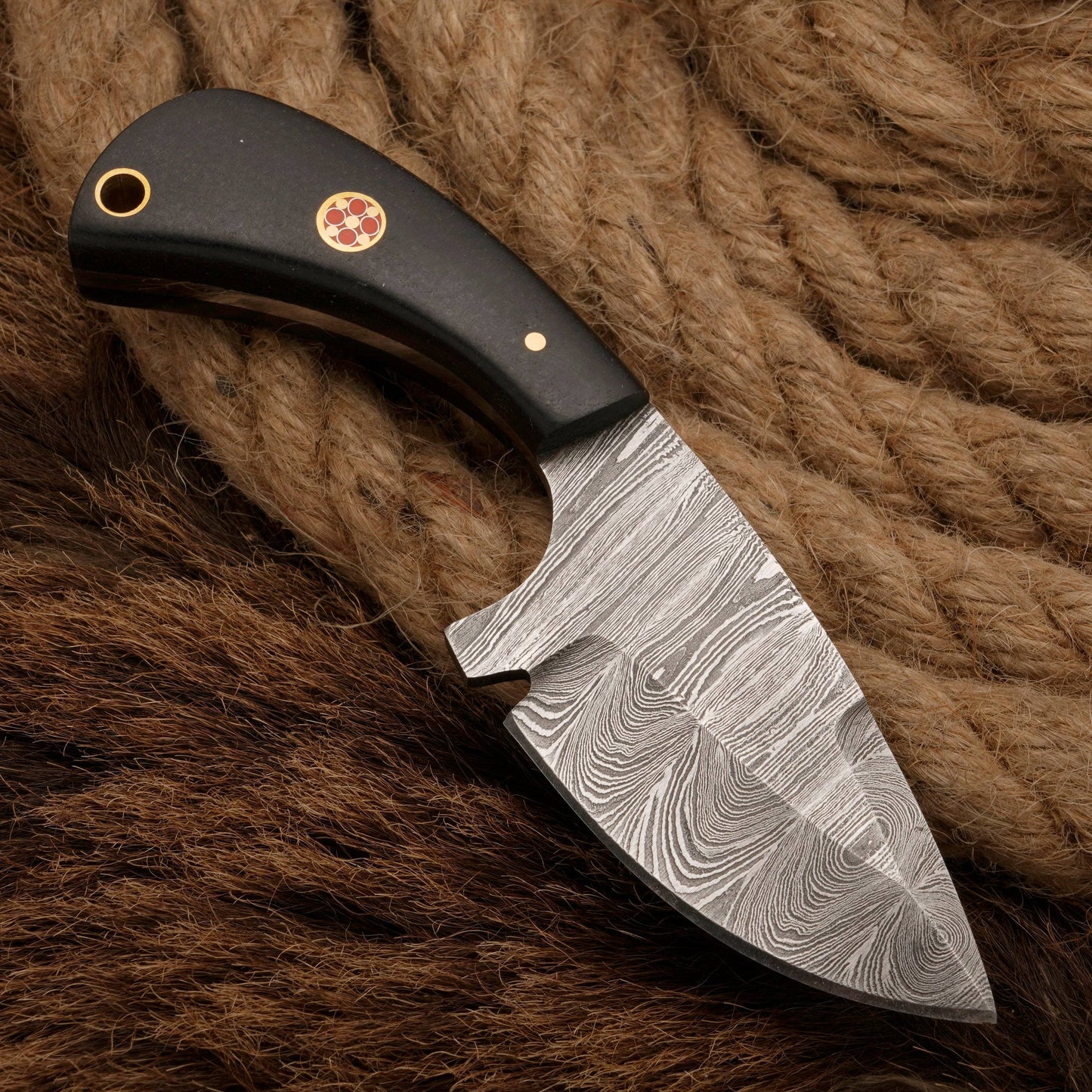 Handmade Damascus Steel Skinner Knife - Micarta Handle - Full Tang