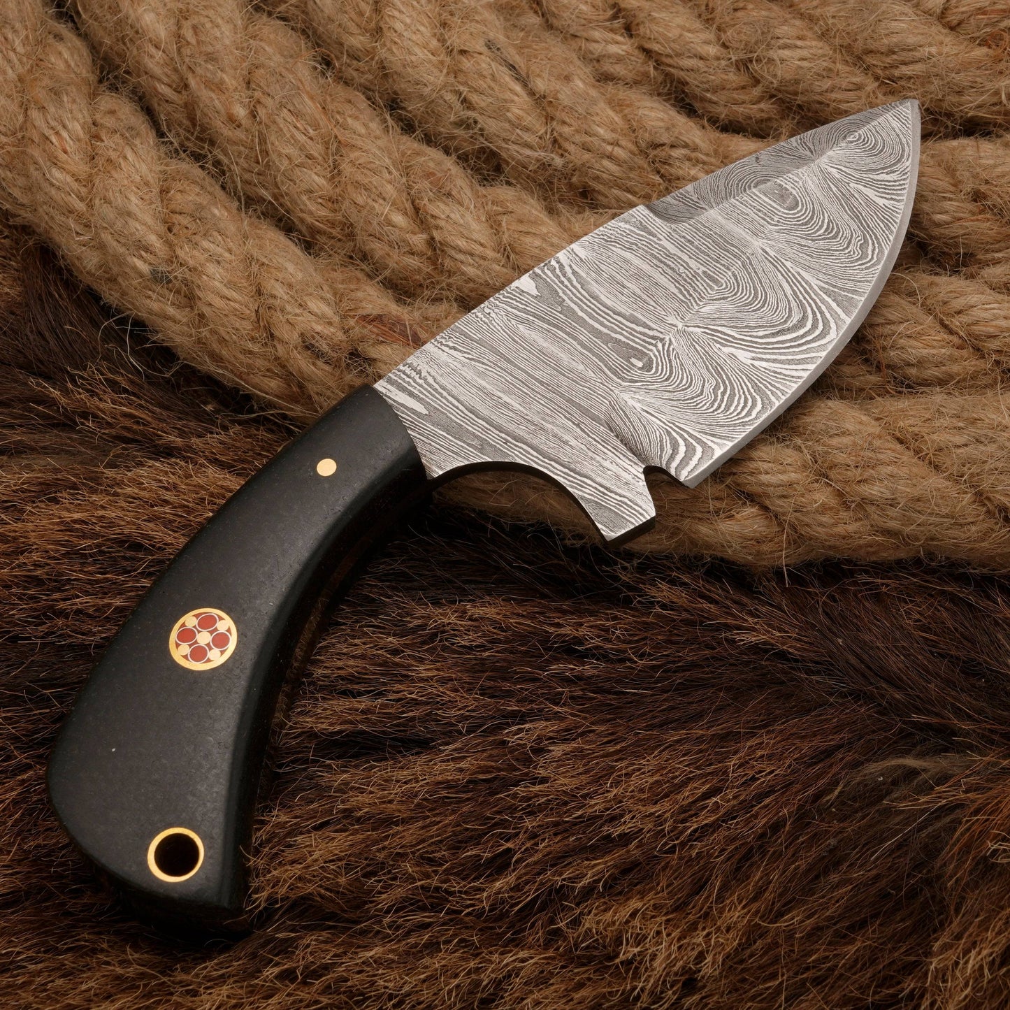 Handmade Damascus Steel Skinner Knife - Micarta Handle - Full Tang