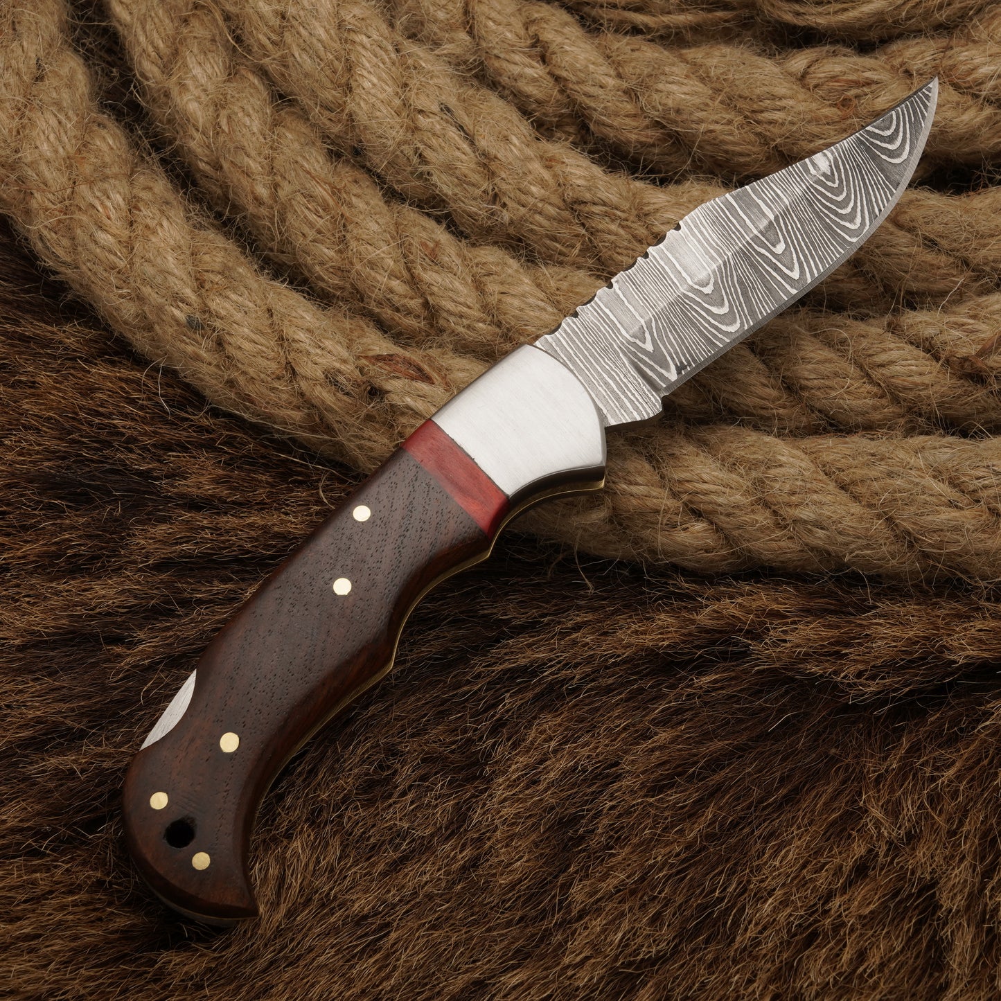 7" Handmade Damascus Steel Hunting Pocket Knife-Camping Folding Blade With Pakka Wood Handle