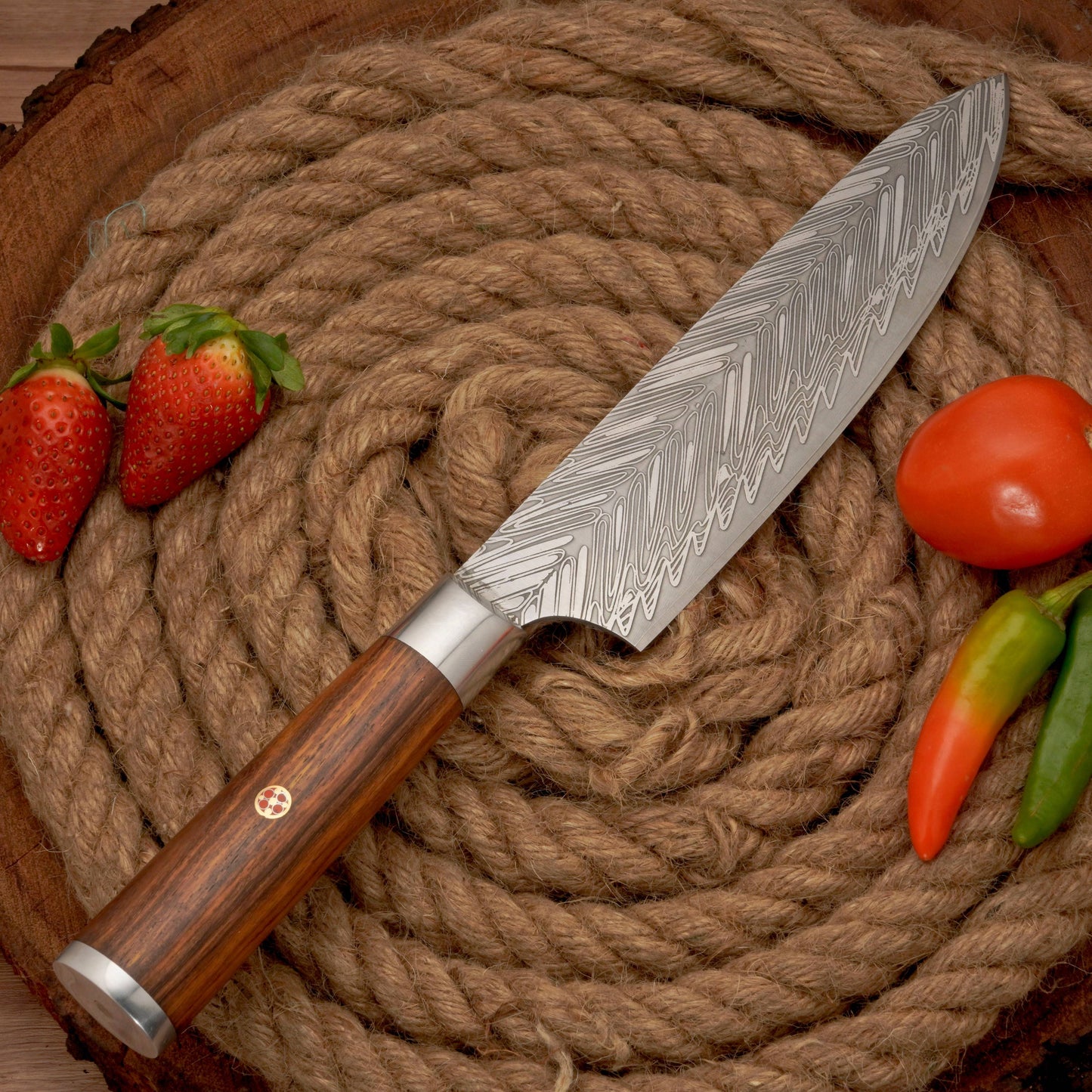 14" Handmade Forged D2 Stainless Steel Chef Knife - Kitchen Knife with Rosewood Handle