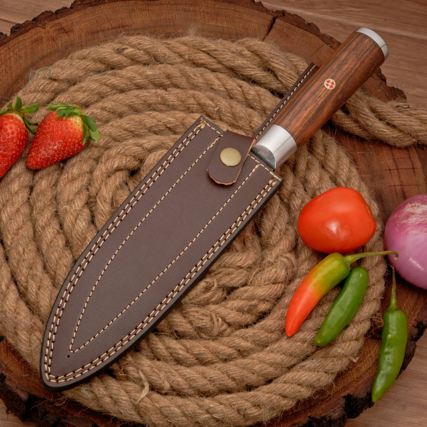 14" Handmade Forged D2 Stainless Steel Chef Knife - Kitchen Knife with Rosewood Handle