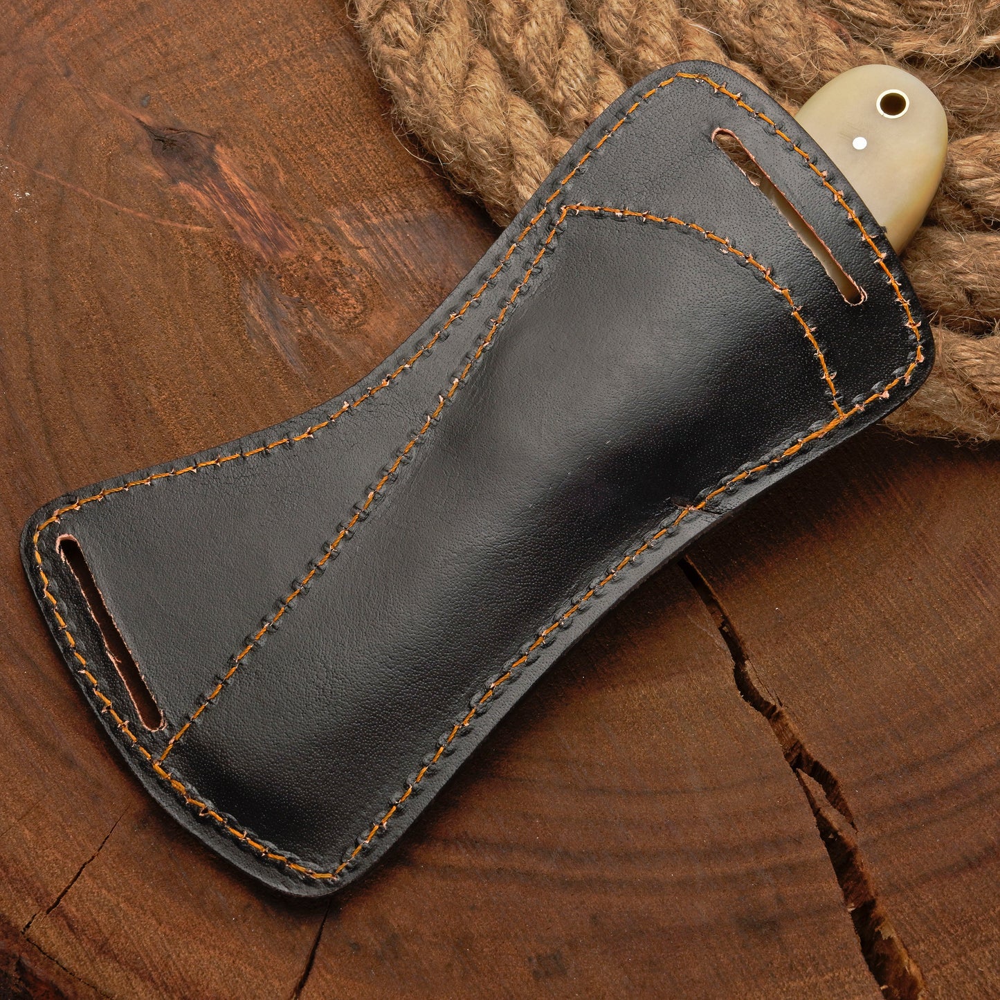 Custom Handmade Damascus Steel Bull Cutter Knife with Bone Handle
