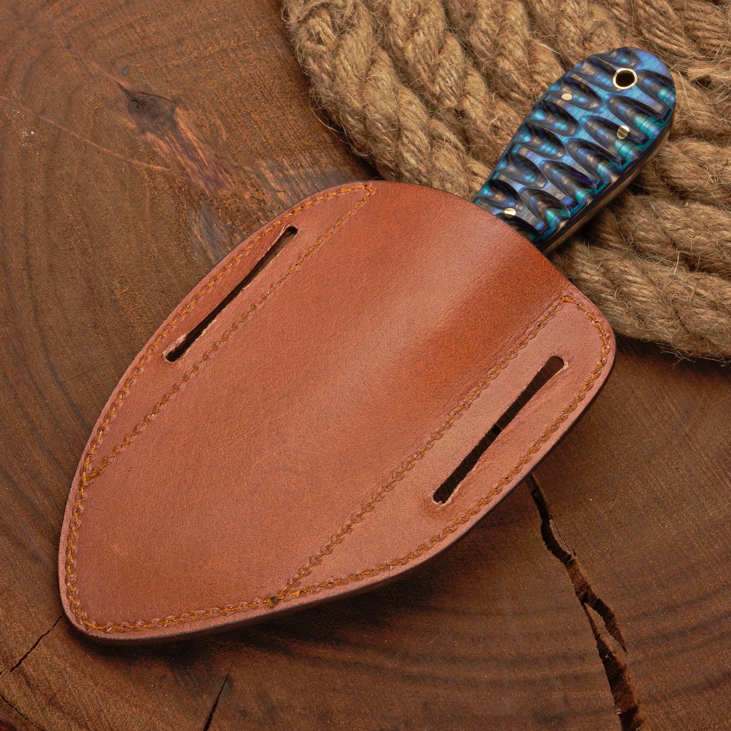 Custom Handmade Damascus Steel Bull Cutter Knife with Pakkawood  Handle