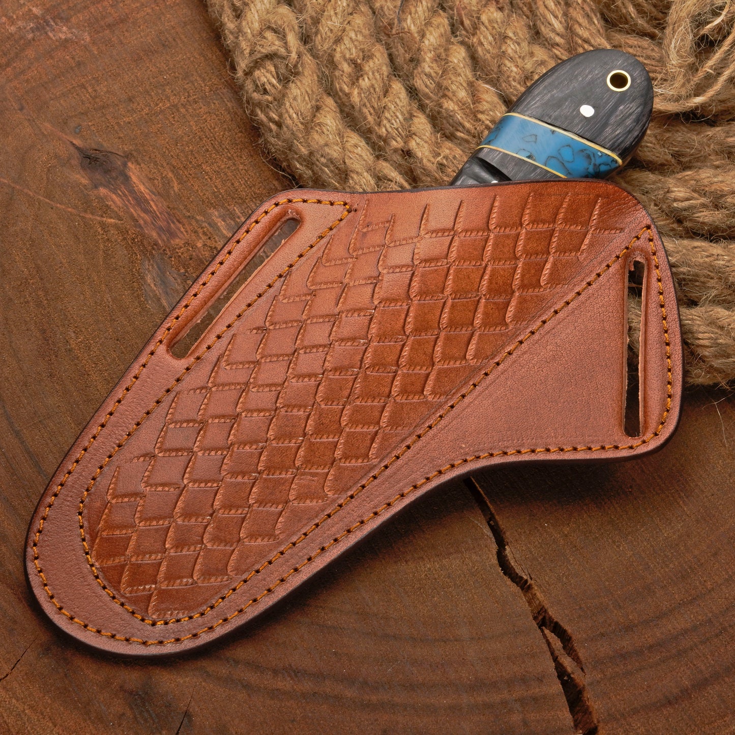 Handmade Forged Damascus Steel Bull Cutter Knife w/ Pakkawood Resin Handle | Damascus Blade