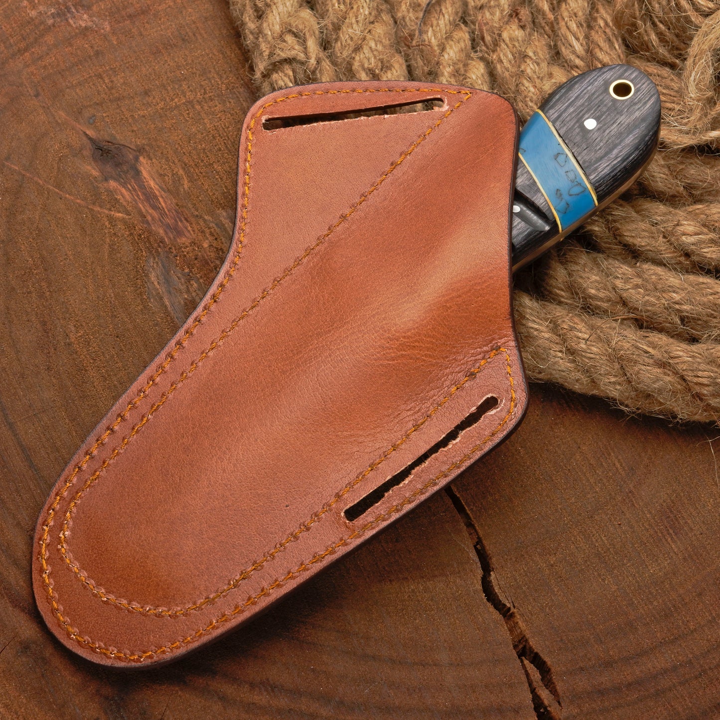 Handmade Forged Damascus Steel Bull Cutter Knife w/ Pakkawood Resin Handle | Damascus Blade