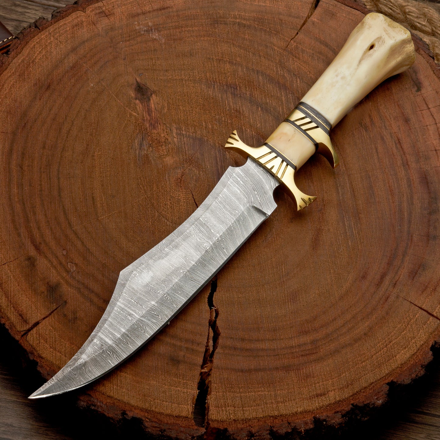 HANDMADE FORGED DAMASCUS Steel Bowie Hunting Knife EDC - 15” Survival Knife