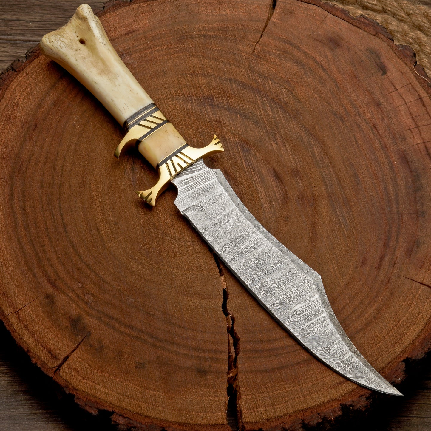 HANDMADE FORGED DAMASCUS Steel Bowie Hunting Knife EDC - 15” Survival Knife