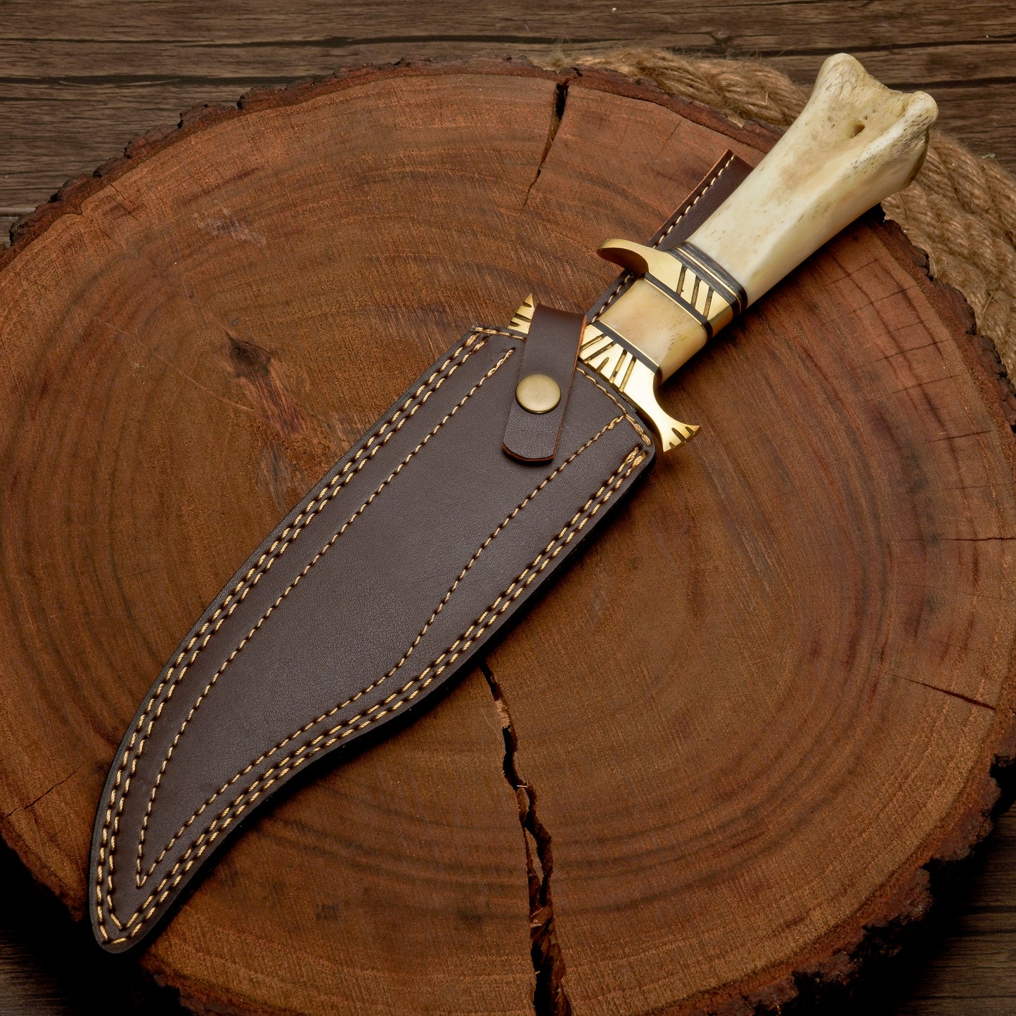 HANDMADE FORGED DAMASCUS Steel Bowie Hunting Knife EDC - 15” Survival Knife