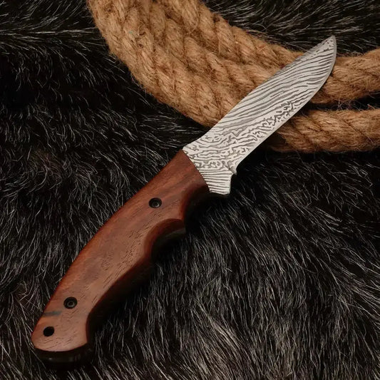 EDC Handmade forged Stainless Steel hunting Knife-Fixed Blade survival Knife-Engrave Blade With Wood Handle