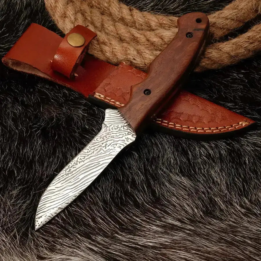EDC Handmade forged Stainless Steel hunting Knife-Fixed Blade survival Knife-Engrave Blade With Wood Handle