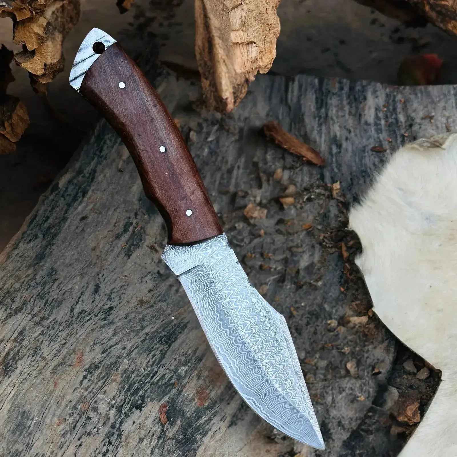 Handmade Damascus Steel Hunting Full Tang Knife -Best Chef Knife- Rose Wood Handle Best Kitchen Knives--Hunt Craft Knives