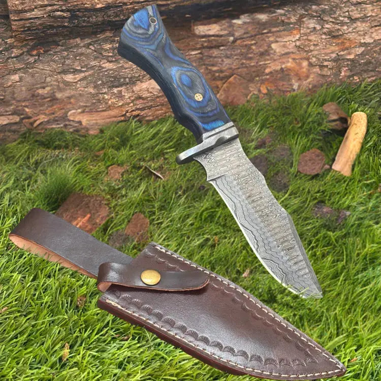 Custom Handmade Forged Damascus Steel Hunting Knife With Pakka Wood Handle Hunt Craft Knives