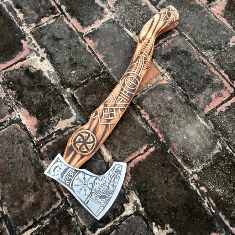 Handmade Forged High Carbon Steel Bearded Viking Axe-Norse Battle Axe With Ash Wood Handle Hunt Craft Knives