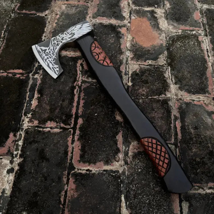 Handmade High Carbon Steel Tomahawk Viking Axe-Bearded Viking Battle Axe Ash Wood Handle Hunt Craft Knives