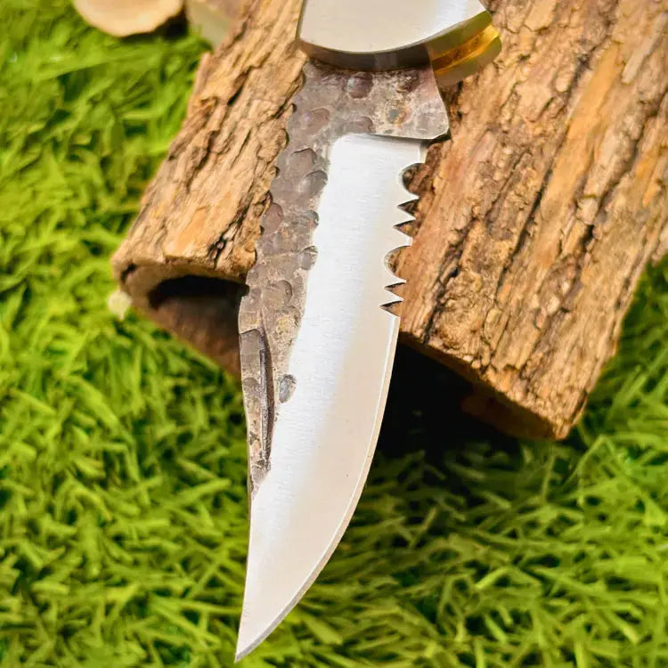 Handmade Stainless Steel Hunting Folding Pocket Knife W/ Wood Handle-Engraved Blade Knife Hunt Craft Knives