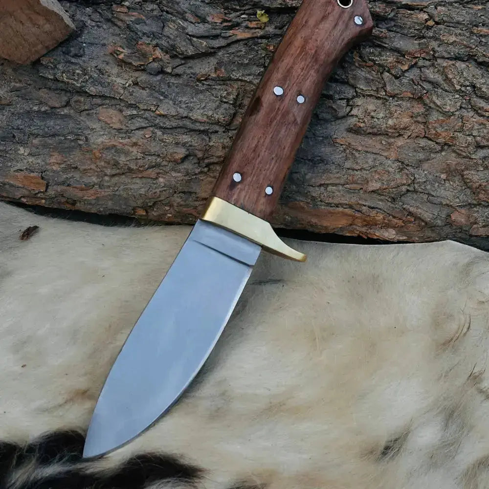 Luxury Handmade Stainless Steel Hunting Knife-Best Chef Knife-Brass Guard Rose Wood Handle--Hunt Craft Knives