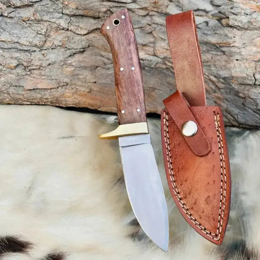 Luxury Handmade Stainless Steel Hunting Knife-Best Chef Knife-Brass Guard Rose Wood Handle--Hunt Craft Knives