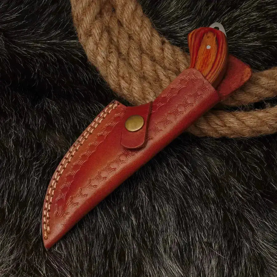 Handmade Stainless Steel Fixed Blade Knife Fulltang With Engrave Blade & Brass Bolster-Best Fixed Blade Knife - Hunt Craft Knives